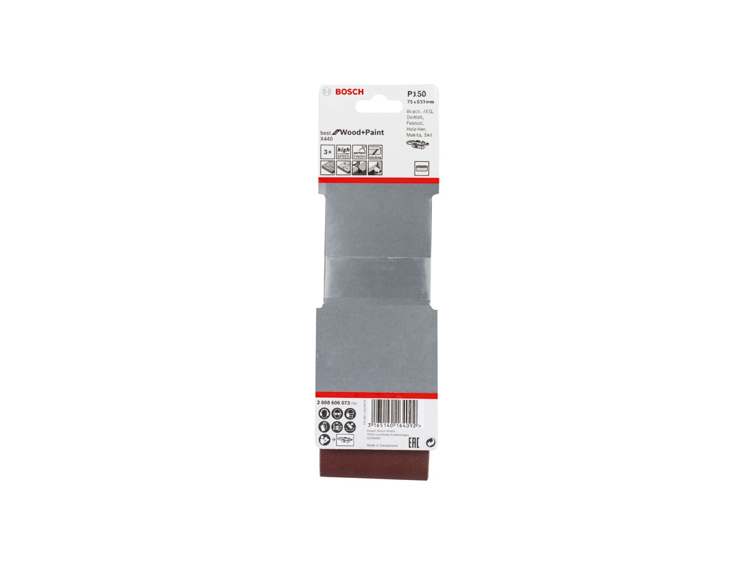 Bosch 3dílná sada brusných pásů X440 75 x 533 mm, 150 PROFESSIONAL