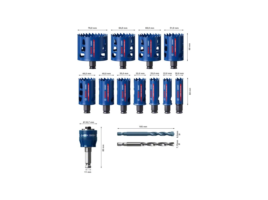 Bosch EXPERT sada děrovek Tough Material 20-76, 14ks PROFESSIONAL