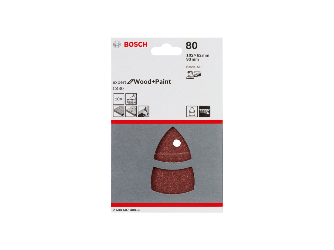 Bosch 10dílná sada brusných papírů C430 102 x 62, 93 mm, 80 PROFESSIONAL