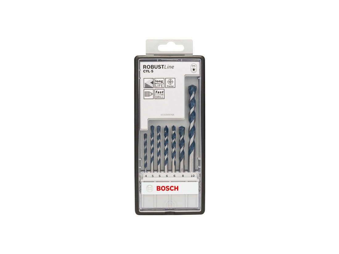 Bosch 7dílná sada vrtáků do betonu Robust Line CYL-5 4; 5; 5; 6; 6; 8; 10 mm PROFESSIONAL