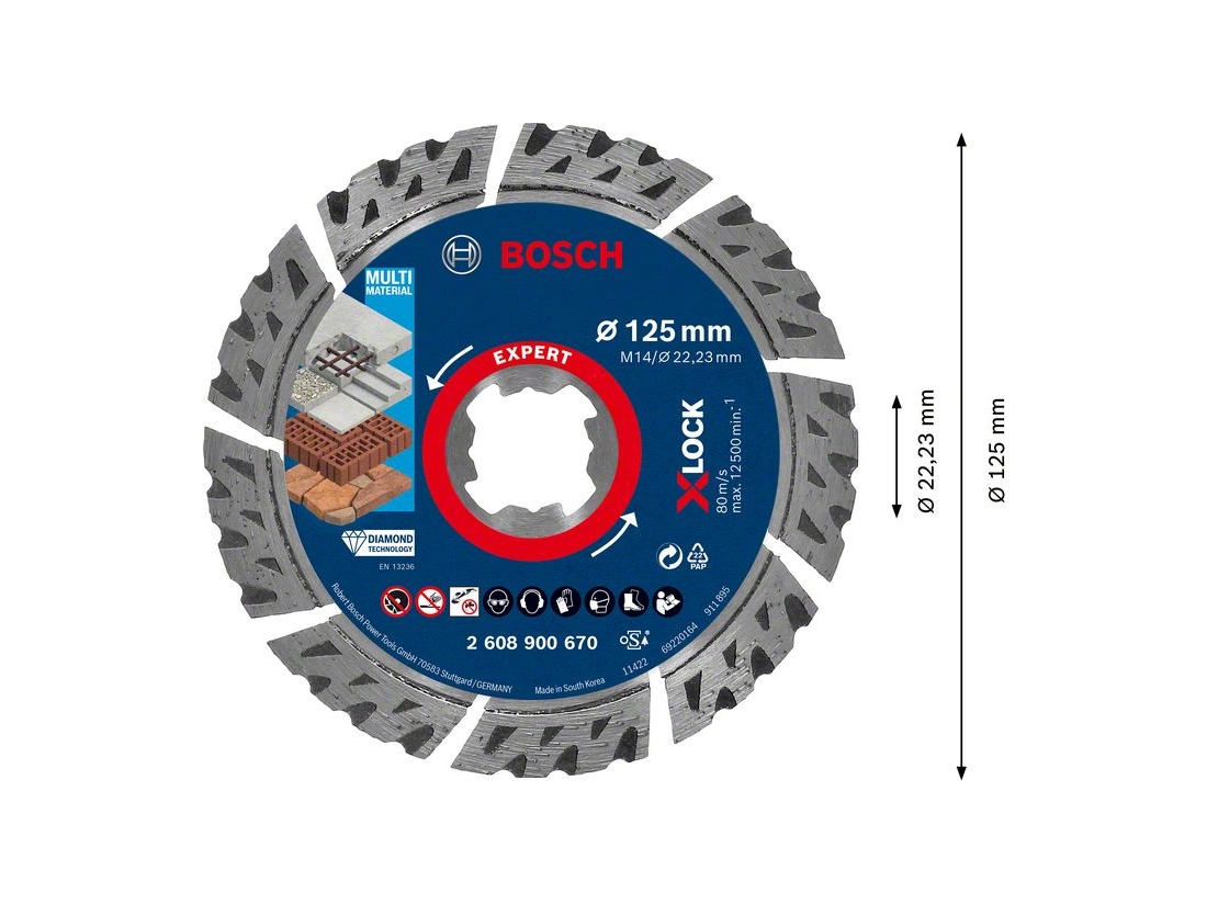 Bosch EXPERT X-LOCK diamantový dělicí kotouč MultiMaterial 125mm PROFESSIONAL