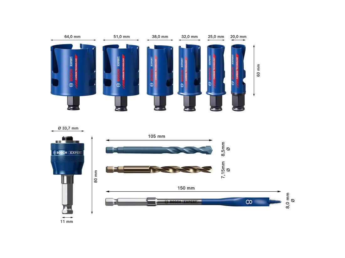 Bosch EXPERT sada děrovek Construction Mat.20-64, 10ks PROFESSIONAL