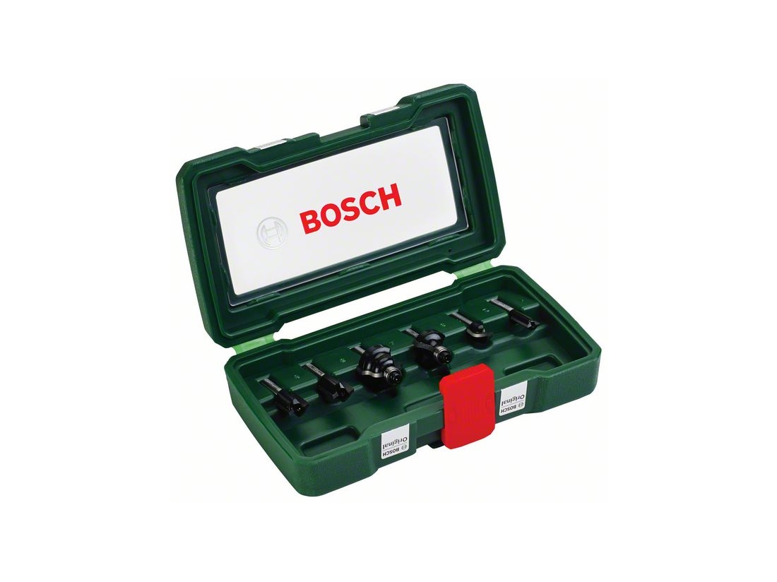 Bosch 6 dílna sada fréz z tvrdokovu v plastovém kufru (Ø stopky 6 mm) PROFESSIONAL