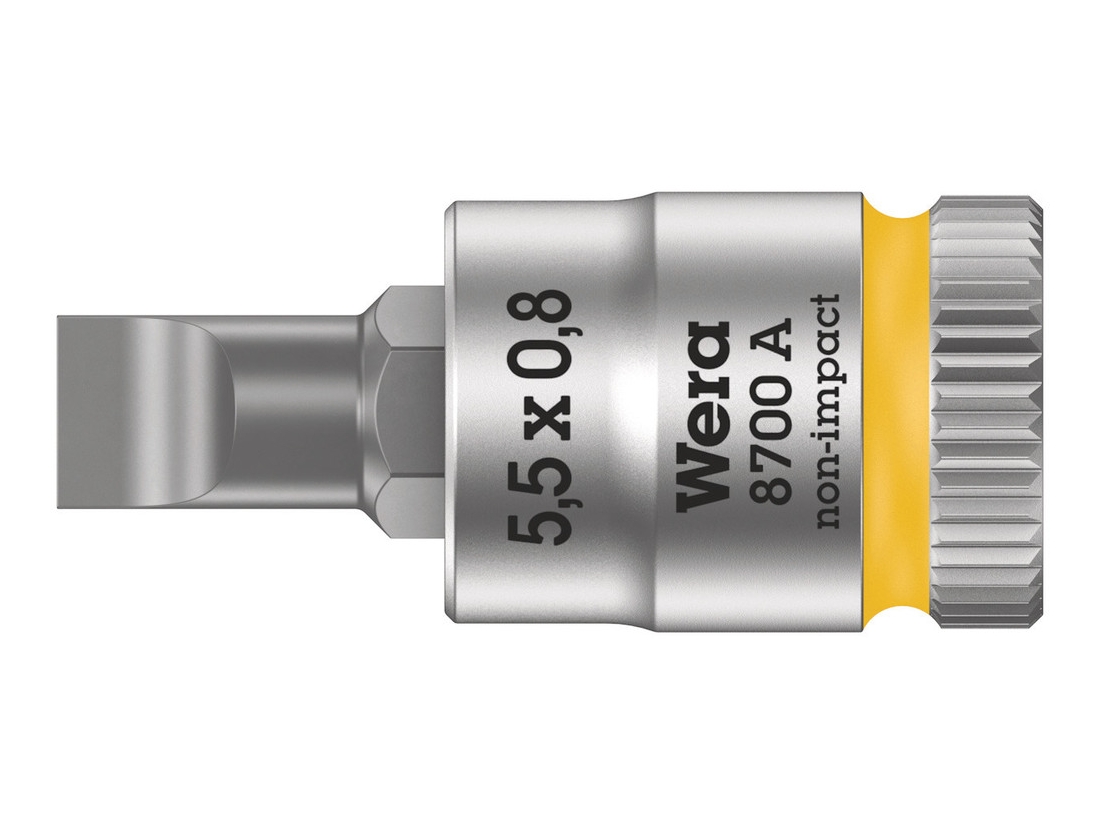 Wera 8700 A FL Šrouby s plochou drážkou, Zyklop zástrčný nástavec, upínací část 1/4", 0.8 x 5.5 x 28 mm