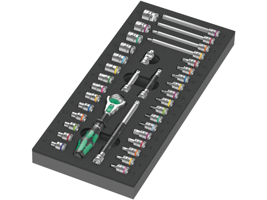 Wera 9720 Ráčna 8000 A Zyklop 1/4" v pěnové vložce, set 1, 37 dílný