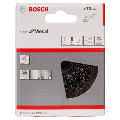 Bosch Hrnkový kartáč, zvlněný drát, 75, ocel 75 mm, 0, 3 mm, M14 PROFESSIONAL