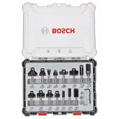 Bosch Smíšená sada tvarových fréz s vřetenem Ø 8 mm, 15 ks PROFESSIONAL
