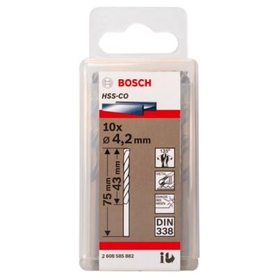 Bosch Vrtáky do kovu HSS-Co, DIN 338 4, 2 x 43 x 75 mm PROFESSIONAL