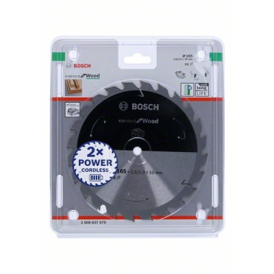 Bosch Pilový kotouč pro aku pily; Standard for Wood 165x10x1, 5/1, 0x24T PROFESSIONAL