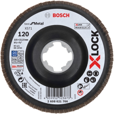 Bosch X-LOCK Lamelové brusné kotouče Best for Metal systému Ø 115 mm, G 120, X571, lomená verze, plast PROFESSIONAL