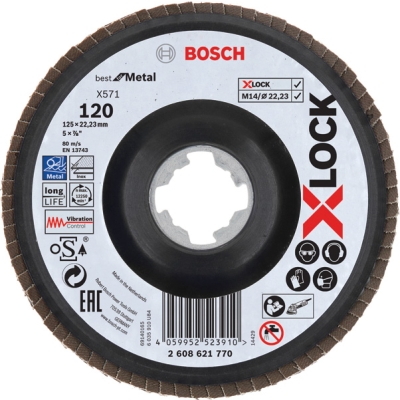 Bosch X-LOCK Lamelové brusné kotouče Best for Metal systému Ø 125 mm, G 120, X571, lomená verze, plast PROFESSIONAL