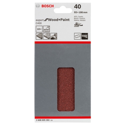 Bosch Brusný papír C430, balení 10 ks 93 x 186 mm, 40 PROFESSIONAL