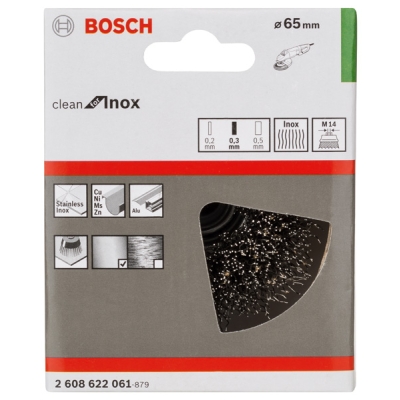 Bosch Hrnkový kartáč, zvlněný drát, 65, nerezová ocel 65 mm, 0, 3 mm, M14 PROFESSIONAL