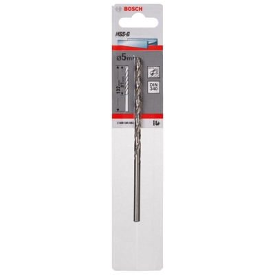 Bosch Vrtáky do kovu HSS-G, DIN 340 5 x 87 x 132 mm PROFESSIONAL