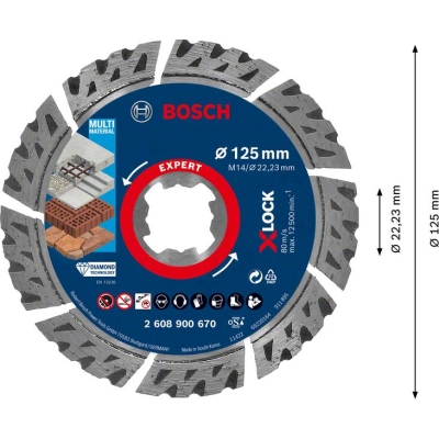 Bosch EXPERT X-LOCK diamantový dělicí kotouč MultiMaterial 125mm PROFESSIONAL