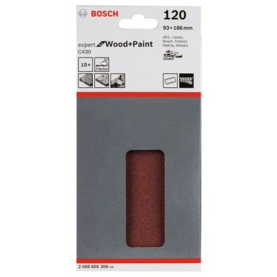 Bosch Brusný papír C430, balení 10 ks 93 x 186 mm, 120 PROFESSIONAL