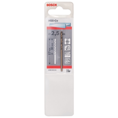 Bosch Vrtáky do kovu HSS-Co, DIN 338 2, 5 x 30 x 57 mm PROFESSIONAL