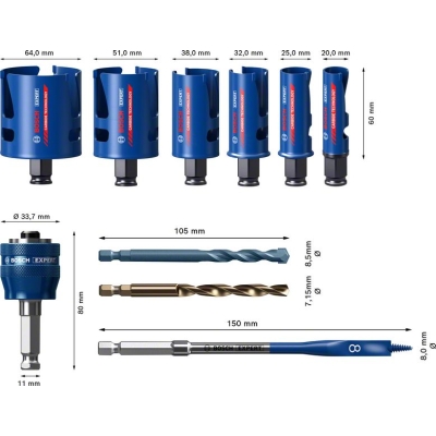 Bosch EXPERT sada děrovek Construction Mat.20-64, 10ks PROFESSIONAL