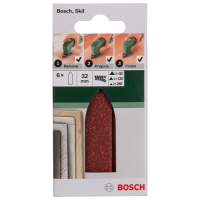 Bosch 6dílná sada brusných papírů pro delta brusky, adaptér