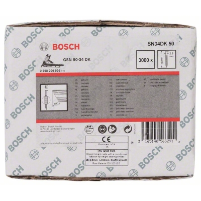 Bosch Hřebíky s hlavou tvaru D v pásu SN34DK 50 2, 8 mm, 50 mm, bez povrchové úpravy, hladký PROFESSIONAL