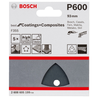 Bosch Brusný papír F355, balení 5 ks 93 mm, 600 PROFESSIONAL