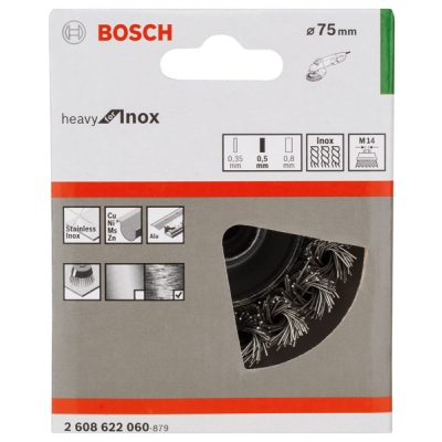 Bosch Hrnkový kartáč, copánkový, 75, nerezová ocel 75 mm, 0, 5 mm, M14 PROFESSIONAL