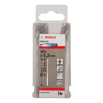 Bosch Vrtáky do kovu HSS-Co, DIN 338 5, 2 x 52 x 86 mm PROFESSIONAL