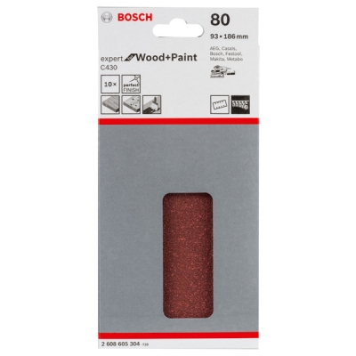 Bosch Brusný papír C430, balení 10 ks 93 x 186 mm, 80 PROFESSIONAL