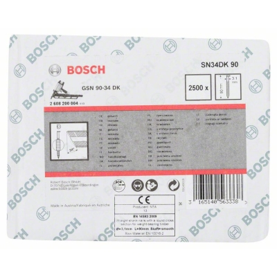 Bosch Hřebíky s hlavou tvaru D v pásu SN34DK 90 3, 1 mm, 90 mm, bez povrchové úpravy, hladký PROFESSIONAL