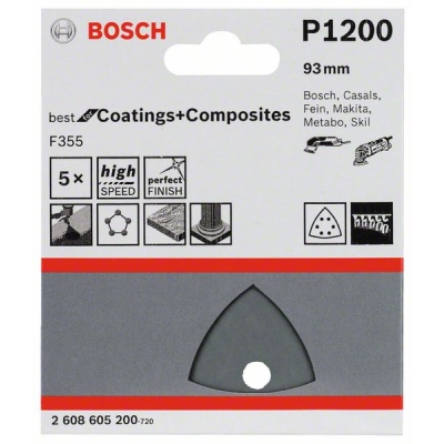 Bosch Brusný papír F355, balení 5 ks 93 mm, 1200 PROFESSIONAL