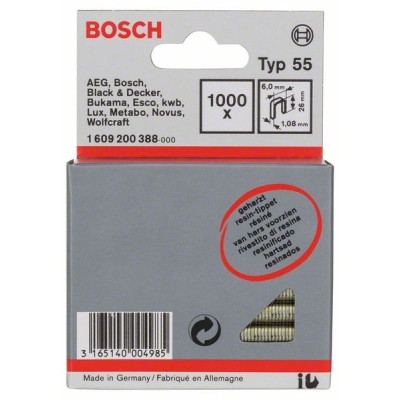 Bosch Úzká sponka do sponkovačky, typ 55, laminovaná 6 x 1, 08 x 26 mm PROFESSIONAL