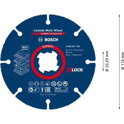 Bosch Víceúčelové řezné kotouče EXPERT Carbide Multi Wheel X-LOCK 115 mm