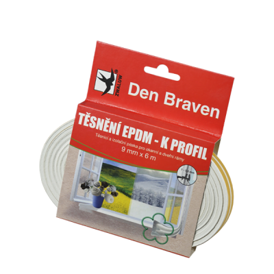 Den Braven Těsnicí profily z EPDM pryže K, 9 mm × 4 mm, délka 6 m bílá