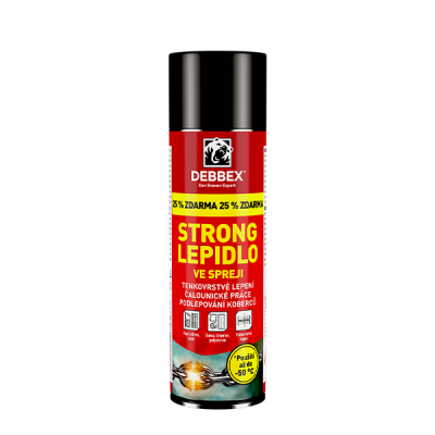 Den Braven STRONG Lepidlo ve spreji 400 + 100 ml ZDARMA aerosolový sprej nažloutlá