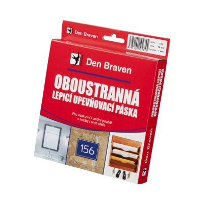 Den Braven Oboustranně lepicí upevňovací páska v krabičce 25 mm × 1 mm, délka 5 m bílá