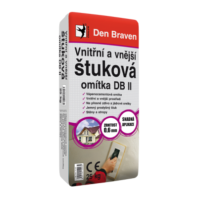 Den Braven Vnitřní a vnější štuková omítka DB II 25 kg pytel