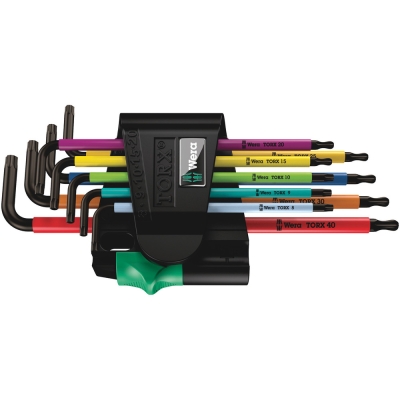 Wera 967/9 TX BO Multicolour 1 Sada zástrčných klíčů TORX® BO Multicolour, BlackLaser, 9 dílný