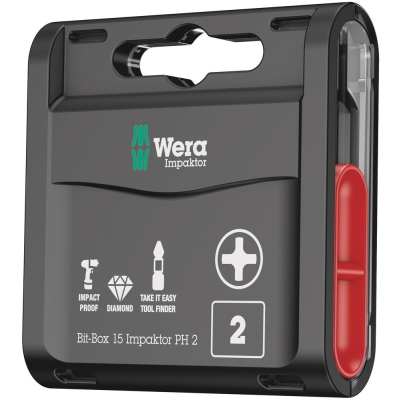 Wera Bit-Box 15 Impaktor PH, PH 2 x 25 mm, 15 dílný