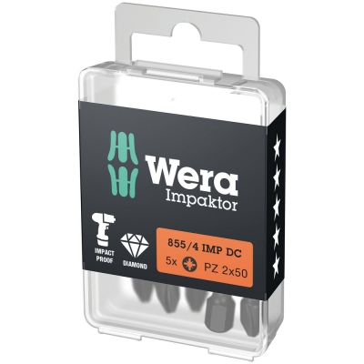 Wera 855/4 IMP DC PZ DIY Impaktor bity, PZ 2 x 50 mm, 5 dílný