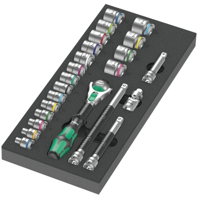 Wera 9721 Ráčna 8000 B Zyklop 3/8" v pěnové vložce, set 1, 23 dílný