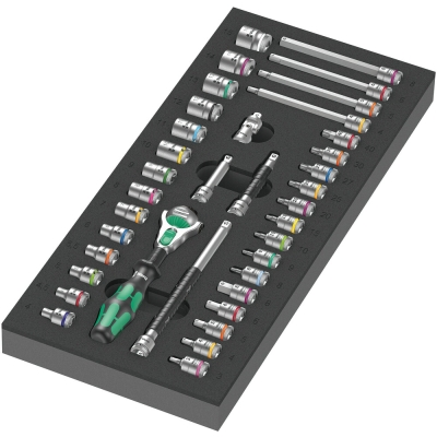 Wera 9720 Ráčna 8000 A Zyklop 1/4" v pěnové vložce, set 1, 37 dílný